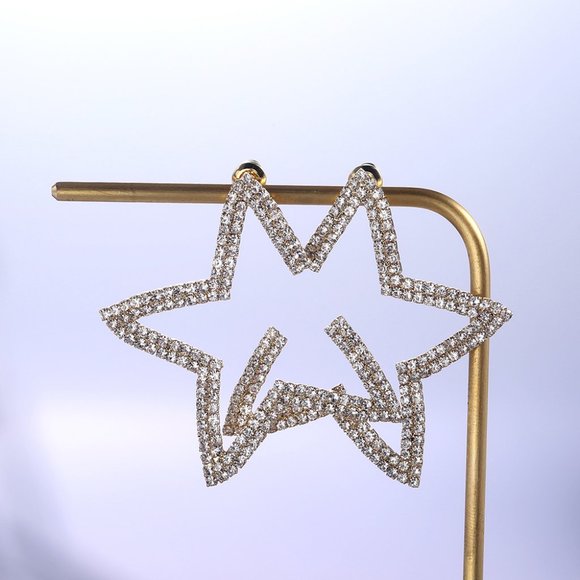 💎14K Gold Plated Fashion Statement Big CZ Earrings, GPMB1482 - Picture 5 of 7